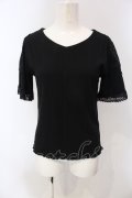 axes femme / レース切り替えリブトップス M クロ O-25-05-05-073-AX-TO-OW-OS