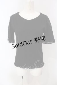 axes femme / レース切り替えリブトップス M クロ O-25-05-05-073-AX-TO-OW-OS