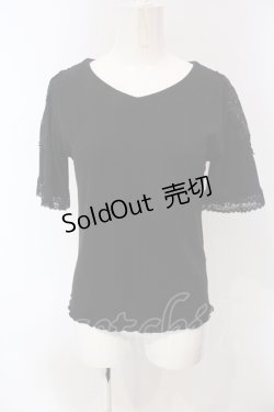 画像1: axes femme / レース切り替えリブトップス M クロ O-25-05-05-073-AX-TO-OW-OS