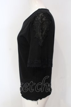 画像2: axes femme / レース切り替えリブトップス M クロ O-25-05-05-073-AX-TO-OW-OS