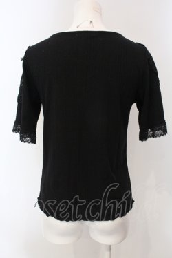 画像3: axes femme / レース切り替えリブトップス M クロ O-25-05-05-073-AX-TO-OW-OS