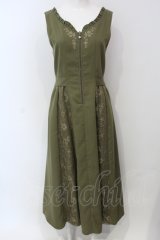 axes femme / バラ刺繍ジャンスカ M カーキグリーン O-25-05-05-074-AX-OP-OW-OS