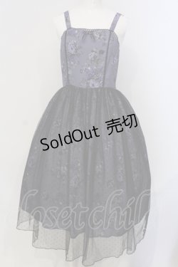 画像1: axes femme kawaii / クラシックブーケ柄ジャンスカ M パープル O-25-05-05-009-AX-OP-IG-OS