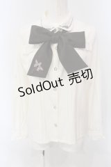 axes femme / バラブーケ刺繍リボンブラウス M キナリ O-25-05-05-075-AX-BL-OW-OS