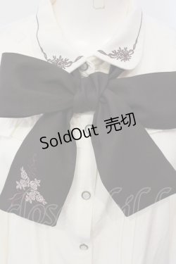 画像2: axes femme / バラブーケ刺繍リボンブラウス M キナリ O-25-05-05-075-AX-BL-OW-OS