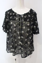 axes femme / レース切り替え花柄チュニック M クロ O-25-05-05-077-AX-TO-OW-OS
