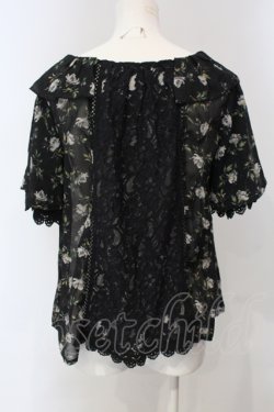 画像2: axes femme / レース切り替え花柄チュニック M クロ O-25-05-05-077-AX-TO-OW-OS