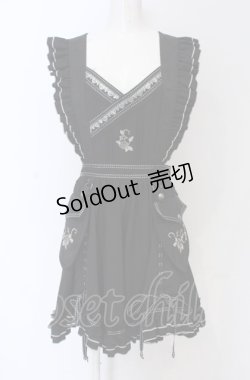 画像1: Ozz oneste / Fairy tale Rose刺繍タブリエ  ブラック O-25-05-06-044-OO-OP-OW-OS