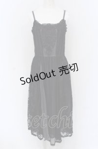 axes femme / モチーフレースキャミワンピース M クロ×グレー O-25-05-06-006-AX-OP-OW-OS