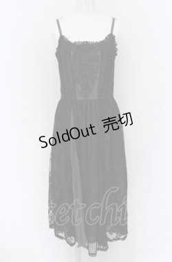 画像1: axes femme / モチーフレースキャミワンピース M クロ×グレー O-25-05-06-006-AX-OP-OW-OS
