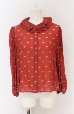 画像1: 【SALE】Jane Marple / Eventailフリルカラーブラウス M アカ O-25-05-06-054-JM-BL-IG-ZT400 (1)