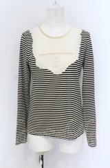 Franche Lippee / タックヨークスクエアボーダーカットソー M アイボリー×クロ O-25-05-06-057-LO-TO-IG-OS