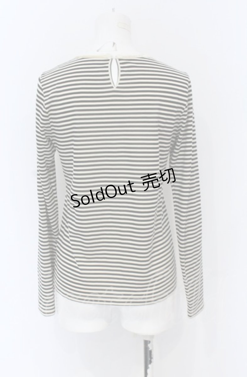 画像3: 【SALE】Franche Lippee / タックヨークスクエアボーダーカットソー M アイボリー×クロ O-25-05-06-057-LO-TO-IG-ZT400 (3)