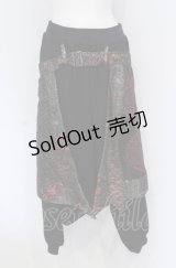Qutie Frash / ラップ付きサルエルパンツ  レッド×ブラック O-25-05-06-062-QU-PA-IG-OS