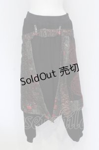 Qutie Frash / ラップ付きサルエルパンツ  レッド×ブラック O-25-05-06-062-QU-PA-IG-OS