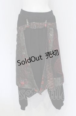 画像1: Qutie Frash / ラップ付きサルエルパンツ  レッド×ブラック O-25-05-06-062-QU-PA-IG-OS