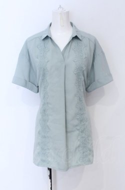 画像1: axes femme / レース使いチュニックブラウス M グリーン O-25-05-06-008-AX-BL-OW-OS