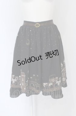 画像1: axes femme / 町並み柄スカート M クロ O-25-05-06-075-AX-SK-IG-ZT503