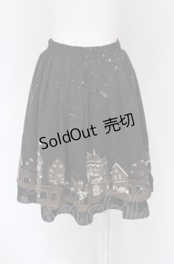 画像2: axes femme / 町並み柄スカート M クロ O-25-05-06-075-AX-SK-IG-ZT503