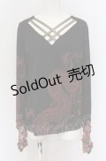 Qutie Frash / 和柄クロスインナーT  ブラック×レッド×ゴールド O-25-05-06-079-QU-TO-IG-OS