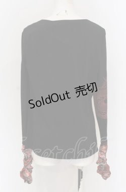 画像2: Qutie Frash / 和柄クロスインナーT  ブラック×レッド×ゴールド O-25-05-06-079-QU-TO-IG-OS