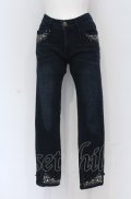 axes femme / レースアップ×刺繍パギンス S インディゴ O-25-05-06-081-AX-PA-OW-OS