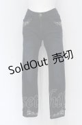 axes femme / レースアップ×刺繍パギンス S インディゴ O-25-05-06-081-AX-PA-OW-ZI