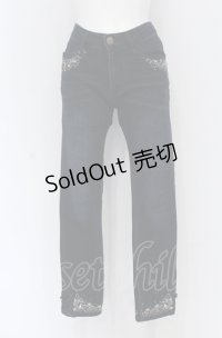 axes femme / レースアップ×刺繍パギンス S インディゴ O-25-05-06-081-AX-PA-OW-ZI