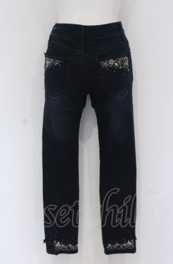 画像3: axes femme / レースアップ×刺繍パギンス S インディゴ O-25-05-06-081-AX-PA-OW-OS