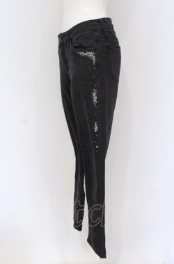 画像2: axes femme / 薔薇刺しゅうストレッチパンツ S クロ O-25-05-06-083-AX-PA-OW-OS