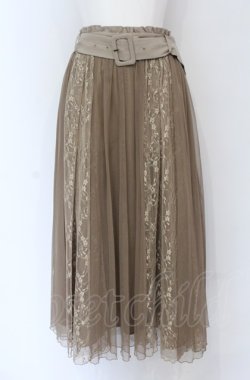 画像1: axes femme / レース×チュールミディスカート M ベージュ O-25-05-06-090-AX-SK-OW-OS