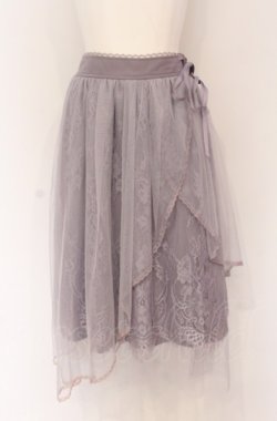 画像1: axes femme POETIQUE / レースｘチュールイレヘムスカート M ラベンダー O-25-05-06-092-AX-SK-OW-OS