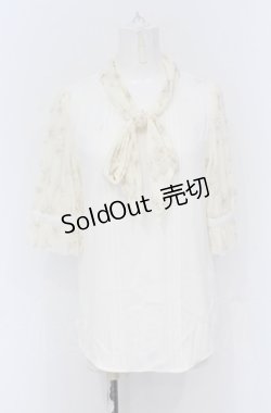 画像1: axes femme / 花柄ボリュームリボン付きブラウス M キナリ O-25-05-06-015-AX-BL-OW-OS