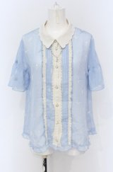 axes femme / ムーンキャットブラウス M サックス O-25-05-06-018-AX-BL-OW-OS