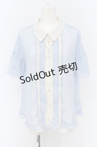 axes femme / ムーンキャットブラウス M サックス O-25-05-06-018-AX-BL-OW-OS