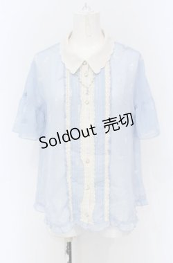 画像1: axes femme / ムーンキャットブラウス M サックス O-25-05-06-018-AX-BL-OW-OS