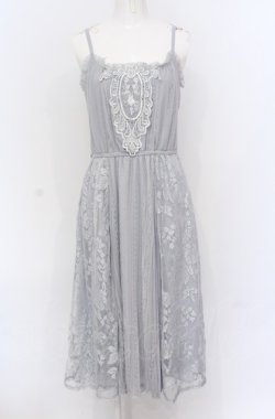 画像1: axes femme / モチーフレースキャミワンピース M グレー O-25-05-06-019-AX-OP-OW-OS