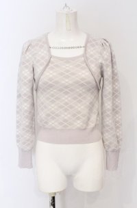 evelyn / チェックネックレスニット F ラベンダー O-25-05-06-022-LO-TO-OW-ZT229
