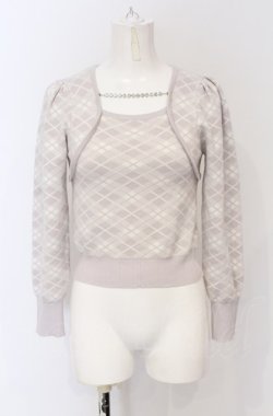 画像1: evelyn / チェックネックレスニット F ラベンダー O-25-05-06-022-LO-TO-OW-OS