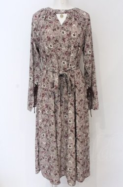 画像1: axes femme / 小花プリントチョーカーワンピース M ピンクベージュ O-25-05-06-004-AX-OP-OW-OS