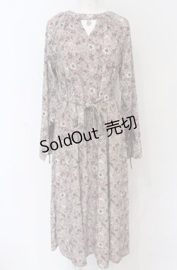 画像1: axes femme / 小花プリントチョーカーワンピース M ピンクベージュ O-25-05-06-004-AX-OP-OW-OS