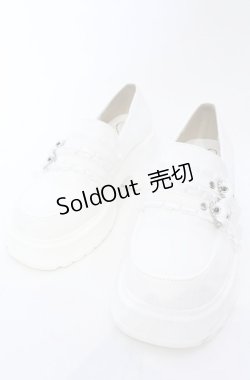 画像1: Amavel / ダブルベルト厚底ローファー S シロ O-25-05-06-029-CA-SH-OW-OS