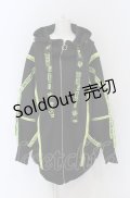 BACKSTAGE PASS / PARACHUTE-PARKAビッグシルエットジップアップパーカー  ブラック×イエロー O-25-05-06-035-PU-TO-OW-OS