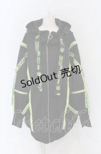 BACKSTAGE PASS / PARACHUTE-PARKAビッグシルエットジップアップパーカー  ブラック×イエロー O-25-05-06-035-PU-TO-OW-OS