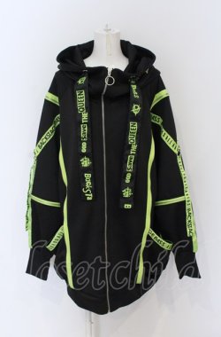 画像1: BACKSTAGE PASS / PARACHUTE-PARKAビッグシルエットジップアップパーカー  ブラック×イエロー O-25-05-06-035-PU-TO-OW-OS