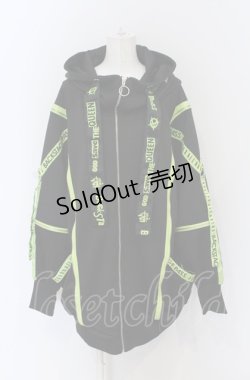 画像1: BACKSTAGE PASS / PARACHUTE-PARKAビッグシルエットジップアップパーカー  ブラック×イエロー O-25-05-06-035-PU-TO-OW-OS