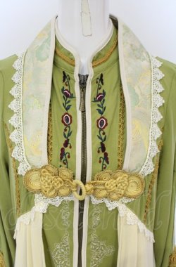 画像2: Ozz oneste / 巫祭神装レイヤーワンピース  グリーン×アイボリー O-25-05-06-036-OO-OP-OW-OS
