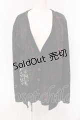 h.ANARCHY / パッチ配色カーディガン  ブラック×レッド O-25-05-08-030-HN-TO-OW-OS