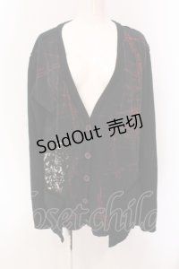 h.ANARCHY / パッチ配色カーディガン  ブラック×レッド O-25-05-08-030-HN-TO-OW-OS