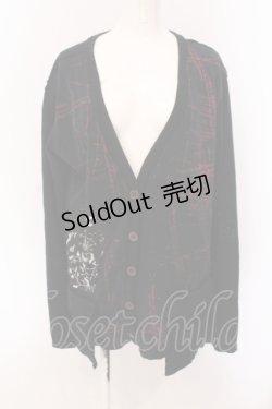 画像1: h.ANARCHY / パッチ配色カーディガン  ブラック×レッド O-25-05-08-030-HN-TO-OW-OS